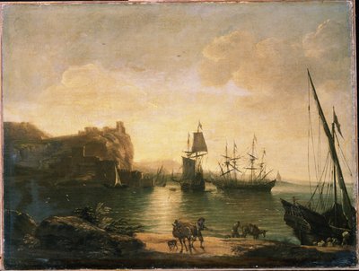Havn. Maleri av Salvator (Salvatore) Rosa (1615-1673), olje på lerret, italiensk kunst (Napoli), barokkkunst. M.Kroshitsky kunstmuseum, Sevastopol (Ukraina). av Salvator Rosa