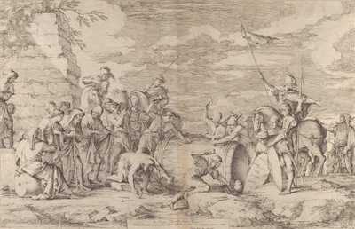 Dødsfallet til Marcus Atilius Regulus, vist å bli spikret inn i et kar av Carthagi ..., ca. 1661-62. av Salvator Rosa