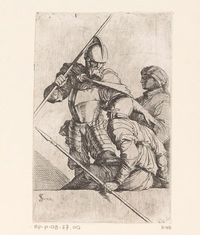 To soldater og en figur med turban Små figurer (serietittel) Figur (serietittel) av Salvator Rosa