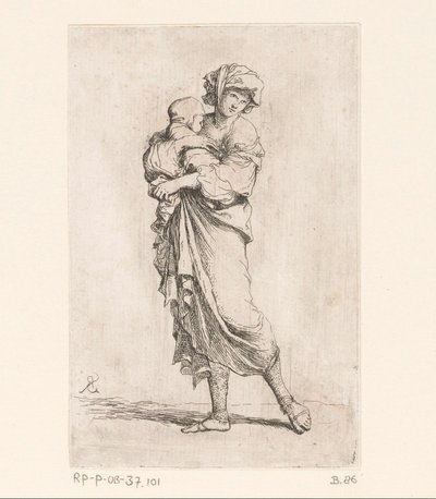 Kvinne med et barn Små figurer (serietittel) Figur (serietittel) av Salvator Rosa