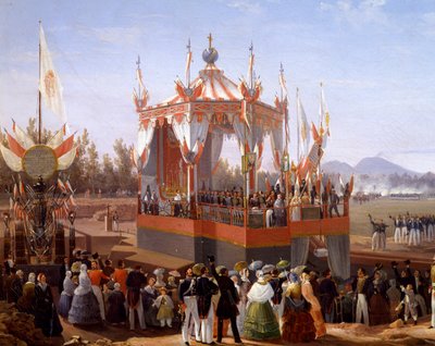Francis I og Maria Isabella deltar på offisiell seremoni ved Arsenal of Naples, av Salvatore Fergola (1799-1874), Detail, Italia av Salvatore Fergola