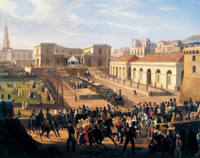 Innvielse av Napoli-Portici-jernbanen, oktober av Salvatore Fergola
