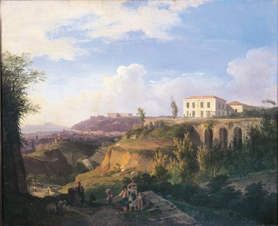 Italia, Napoli, utsikt over Villa Ruffo-gården i Capodimonte av Salvatore Fergola