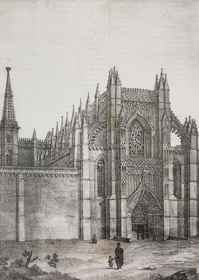 Batalha kloster, Portugal, litografi av Salvatore Puglia fra Poliorama Pittoresco, n 33, 22. mars av Salvatore Puglia