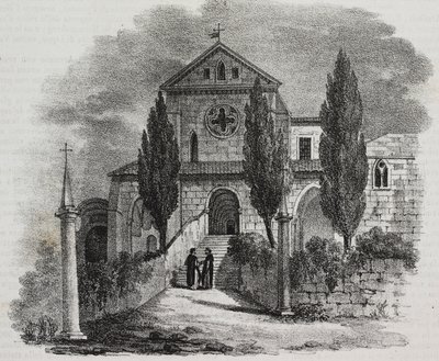 Casamari kloster, Veroli, Lazio, Italia, litografi av Salvatore Puglia fra Poliorama Pittoresco, n 47, 1. juli av Salvatore Puglia
