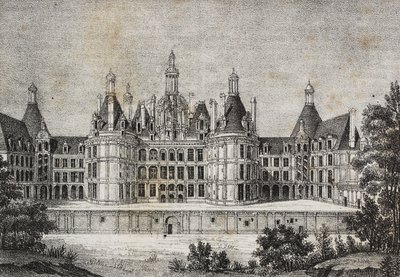 Chambord Castle, Frankrike, litografi av Salvatore Puglia fra Poliorama Pittoresco, n 39, 6. mai av Salvatore Puglia