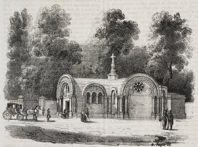 Chapel Royal of Saint Ferdinand, Sablonville, Frankrike, litografi av Salvatore Puglia fra Poliorama Pittoresco, n 13, 4 november av Salvatore Puglia