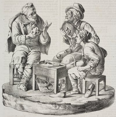 Skomaker i strid, statuetter av Giacomo Bongiovanni og Giuseppe Vaccaro, litografi av Salvatore Puglia fra Poliorama Pittoresco, n 32, 18. mars av Salvatore Puglia