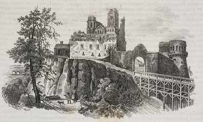 Ostroh Castle, Ukraina, litografi av Salvatore Puglia fra Poliorama Pittoresco, n 30, 1. mars av Salvatore Puglia