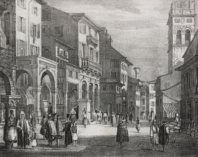 Royal Road, Korfu, Hellas, litografi av Salvatore Puglia fra Poliorama Pittoresco, n 23, 11. januar av Salvatore Puglia
