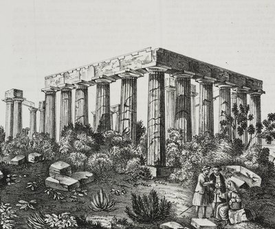 Apollon-tempelet på Panellenius-fjellet, Hellas, litografi av Salvatore Puglia fra Poliorama Pittoresco, n 40, 14. mai av Salvatore Puglia