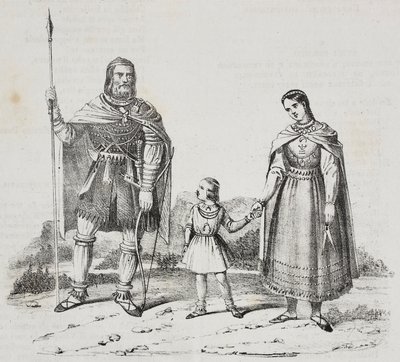 Varangians, people of Scandinavian Peninsula, litografi av Salvatore Puglia fra Poliorama Pittoresco, n 42, 27. mai av Salvatore Puglia