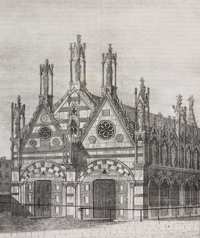 Utsikt over kirken Santa Maria della Spina i Pisa, Toscana, Italia, litografi av Salvatore Puglia fra Poliorama Pittoresco, n 34, 29. mars av Salvatore Puglia
