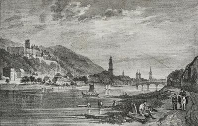 Utsikt over Heidelberg, Tyskland, litografi av Salvatore Puglia fra Poliorama Pittoresco, n 28, 19. februar av Salvatore Puglia