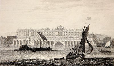 Utsikt over Somerset House fra Themsen, gravert av W.B. Cooke (1778–1855) 1814 (gravering) av Samuel (after) Owen