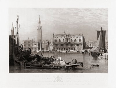 Dogepalasset og Markusplassen, Venezia av Samuel (after) Prout