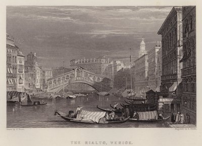 Rialto, Venezia (farge litho) av Samuel (after) Prout