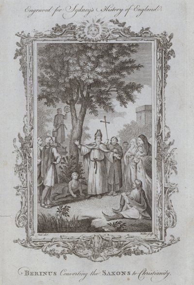 Berinus konverterer sakserne til kristendommen (gravering) av Samuel (after) Wale