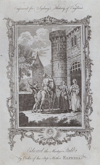 Martyren Edvard knivstukket etter ordre fra sin Stemor Elfrida (gravering) av Samuel (after) Wale