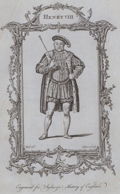 Henry VIII (gravering) av Samuel (after) Wale