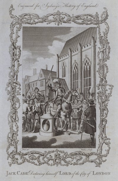 Jack Cade erklærer seg selv Lord of the City of London (gravering) av Samuel (after) Wale