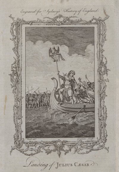 Landing av Julius Caesar (gravering) av Samuel (after) Wale