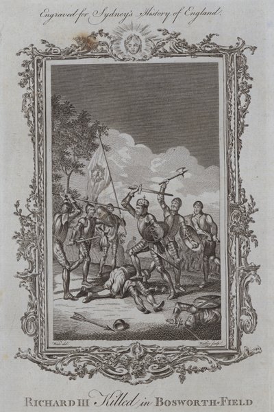 Richard III drept i Bosworth-feltet (gravering) av Samuel (after) Wale