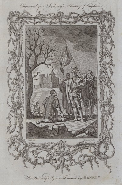 Slaget ved Agincourt navngitt av Henry V (gravering) av Samuel (after) Wale
