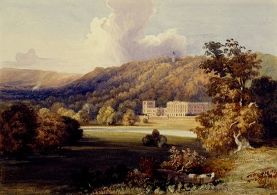 Utsikt over Chatsworth (akvarell på papir) av Samuel A. Rayner