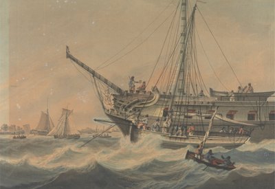 Man-of-War og Shipping utenfor kysten av Samuel Atkins