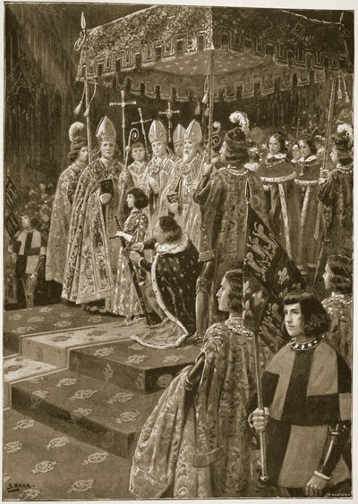 Presentasjonen av sporene og sverdet ved kroningen av Henry VI på St. Leonards dag, 6. november 1429, fra 