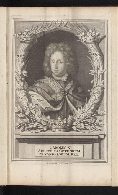 Portrett van Karel XI van Zweden Charles XI, kongen av de svenske goterne og vandalene (tittel på objekt) Sverige Ancient and Modern (serietittel) av Samuel Blesendorf