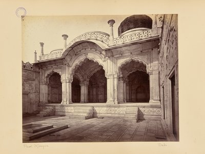 Delhi; palasset, Moti Masjid (Perlemoskeen) av Samuel Bourne
