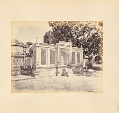 Delhi; Mirza Jehangirs grav. Dette er et stykke vakkert marmorarbeid av Samuel Bourne