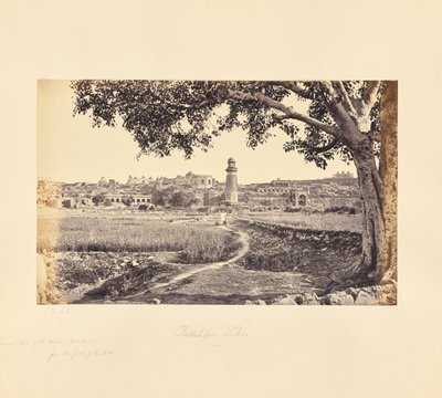 Fatehpur Sikri; oversikt over ruinene (vestsiden), fra foten av høyden av Samuel Bourne