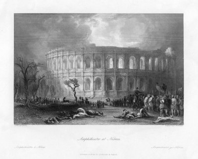 Amfiteater i Nismes, Frankrike, 1800-tallet av Samuel Bradshaw