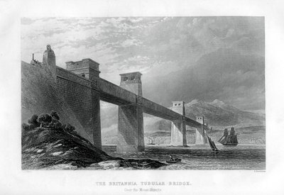 Britannia Tubular Bridge over Menai-stredet, Wales, 1886 av Samuel Bradshaw