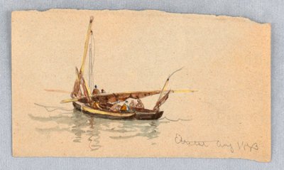 Båter ved Étretat av Samuel Colman