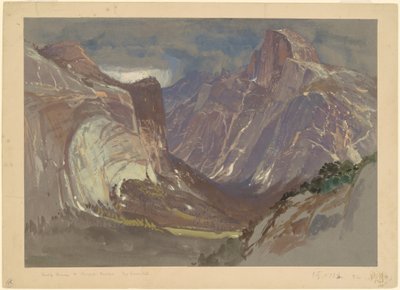 Half Dome and Royal Arches, Yosemite, fra Glacier Point (w/c & gouache på grått papir) av Samuel Colman