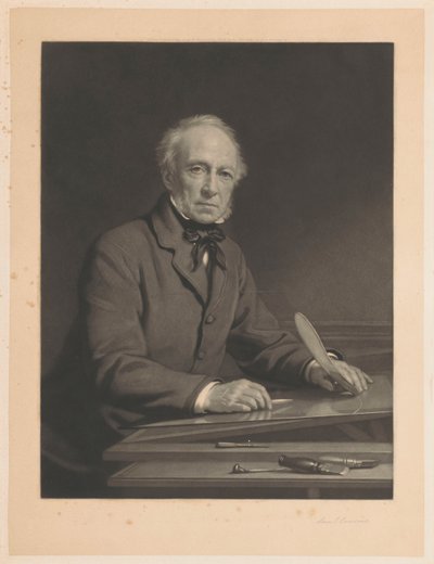 Portrett av Samuel Cousins ​​som jobber med et trykk av Samuel Cousins (signed by artist)