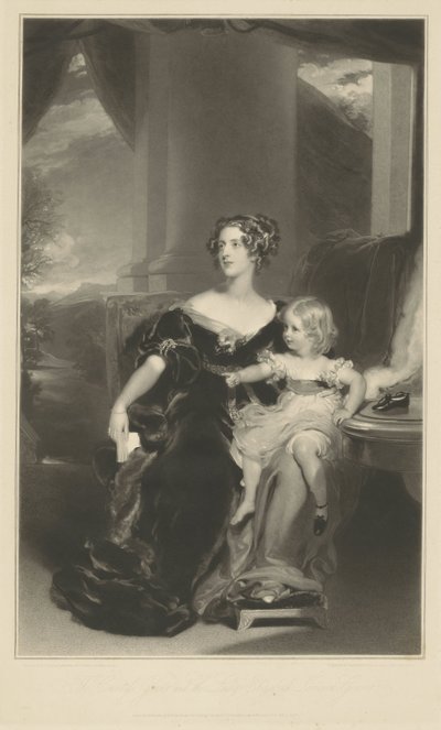 Portrett av Harriet, grevinne Gower og hennes datter av Samuel Cousins