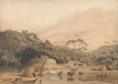 En kaffirlandsby av Samuel Daniell