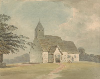 Kirke med klokketårn i tre - en av tre versjoner av Samuel Davis