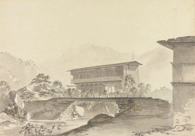 Nær Tassisudon [Tashicho Dzong] av Samuel Davis