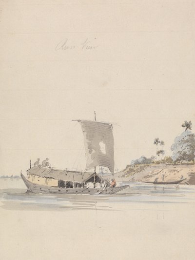 River View with a Junk (nær Rajmahal?) av Samuel Davis