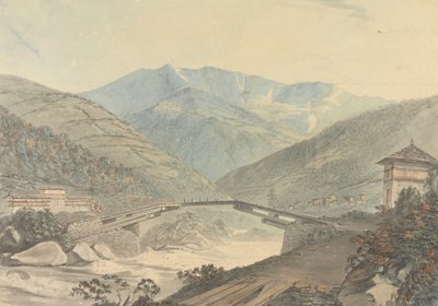 Utsikt nær Tassisudon [Tashicho Dzong] i Bhutan av Samuel Davis