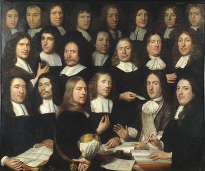 Gruppeportrett av myntmesterne i Dordrecht av Samuel van Hoogstraten
