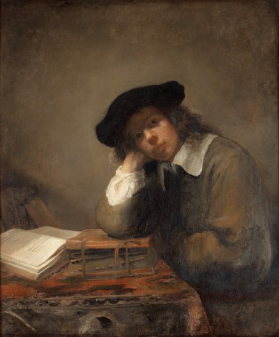 Portrett av en studerende ungdom Selvportrett. av Samuel van Hoogstraten