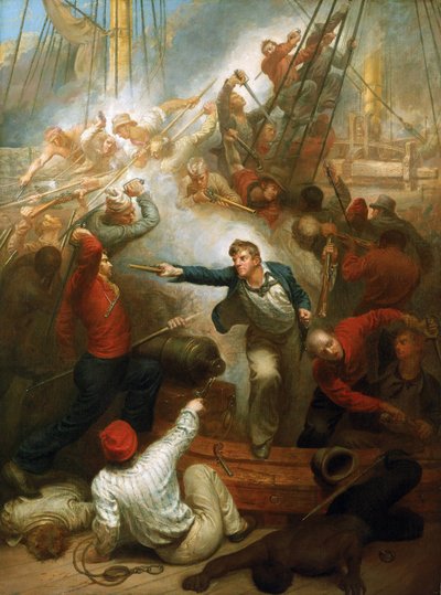 Kaptein William Rogers erobrer handelsskipet «Le Jeune Richard» 1. oktober av Samuel Drummond