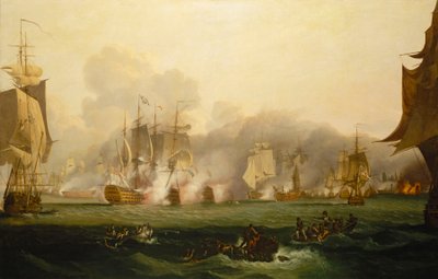 Slaget ved Trafalgar, 21. oktober 1805, tidlig på 1800-tallet (olje på lerret) av Samuel Drummond